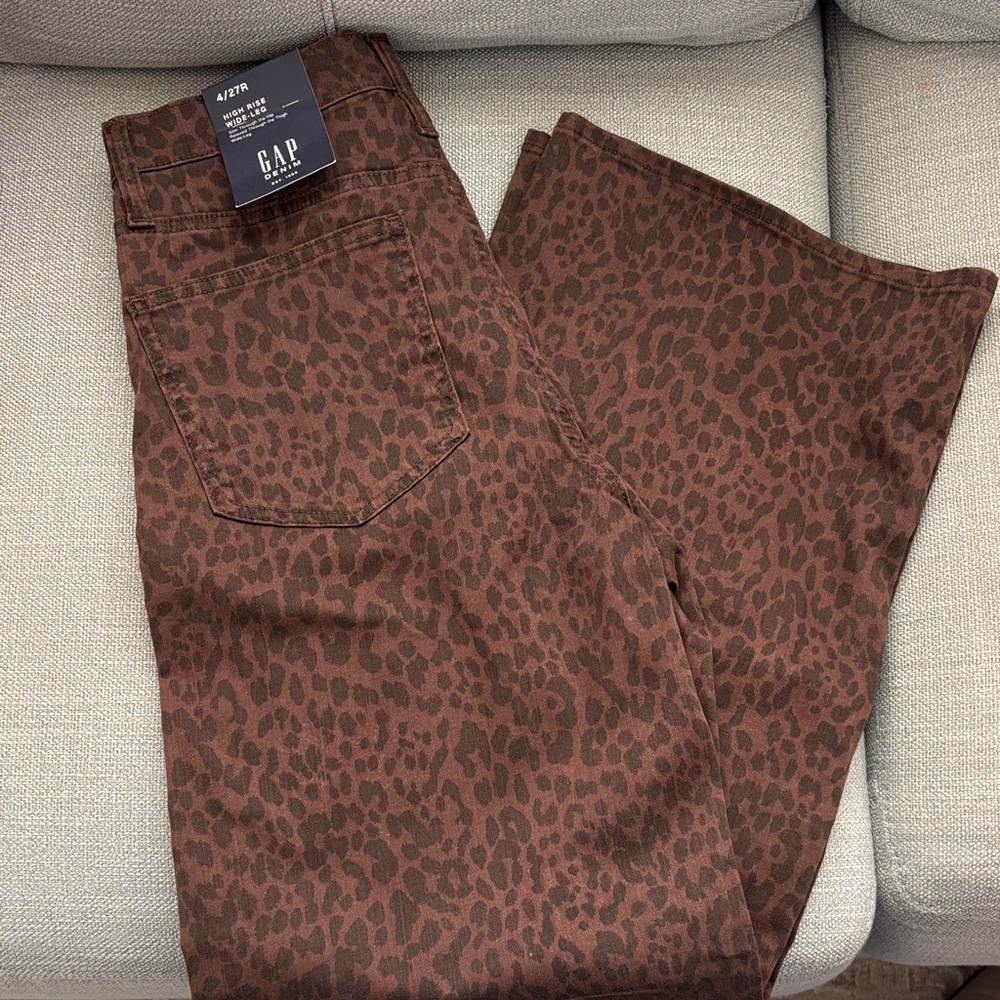 GAP Women's Brown Animal Print Flare Jeans